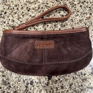 Vintage LUCKY BRAND 90s Wristlet Clutch Genuine Cowhide Leather Patchwork